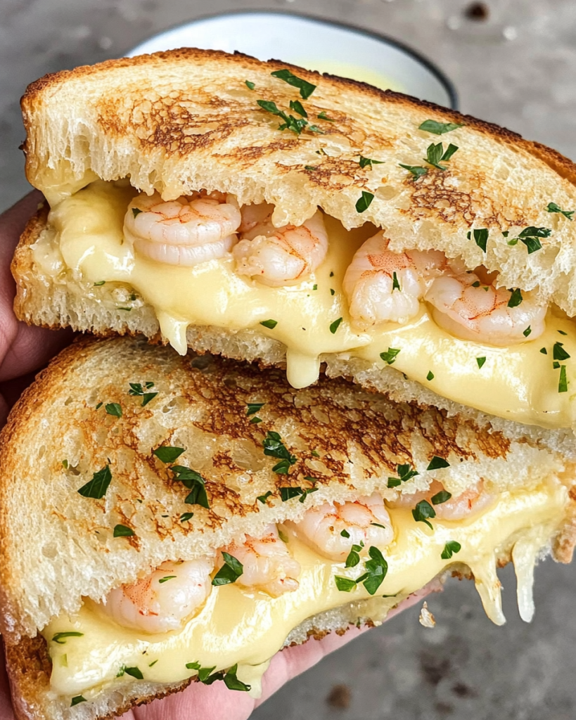 Shrimp Grilled Cheese with Garlic Bread and Monterey Jack Cheese: A Savory Twist on a Classic