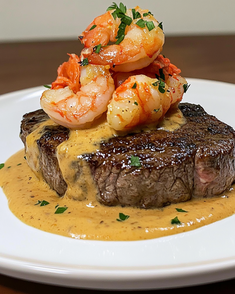 Steak with Shrimp & Lobster Sauce: A Decadent Surf and Turf Delight