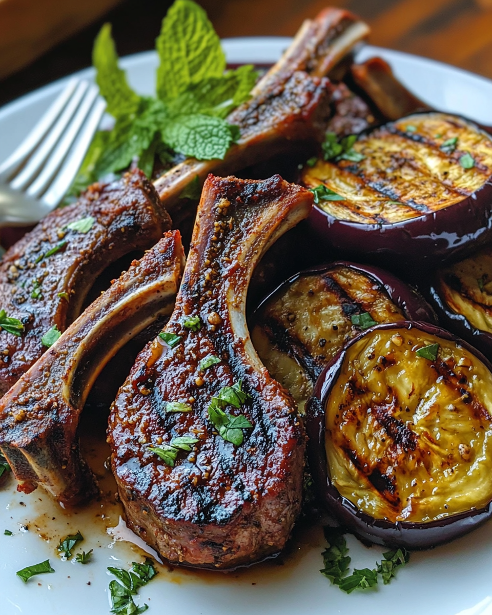 Spiced Lamb Chops with Grilled Eggplant: A Flavorful Mediterranean Feast