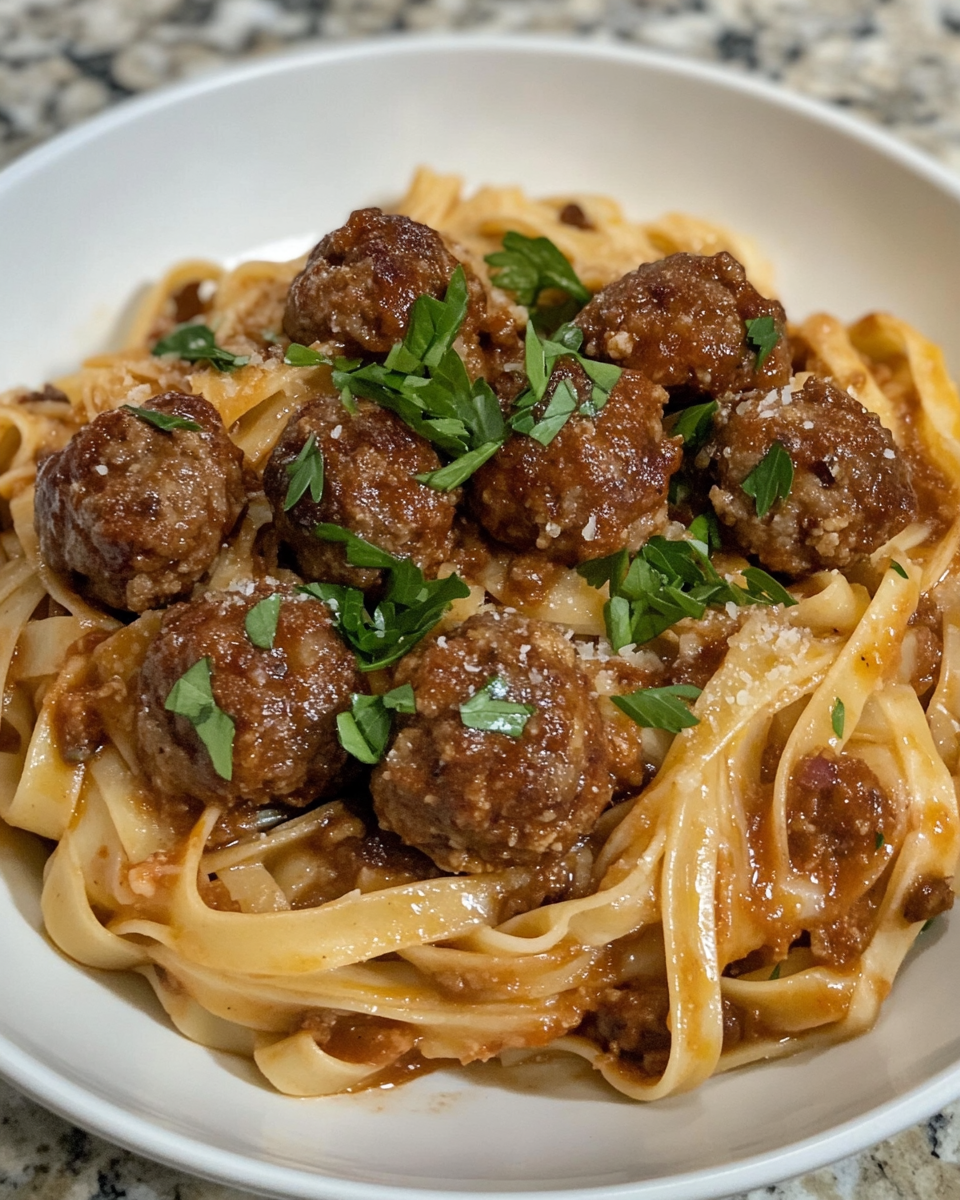 Chilli Beef Balls and Fettuccine