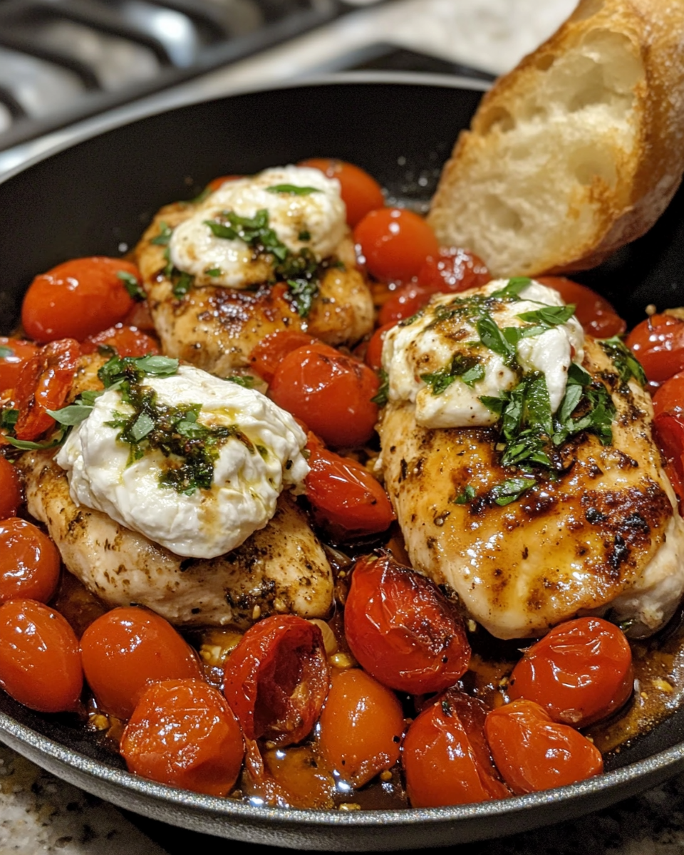 Chicken with Braised Tomatoes and Burrata: A Heavenly Italian-Inspired Dish