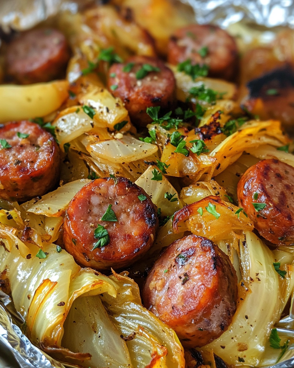 Cabbage and Sausage Foil Packets