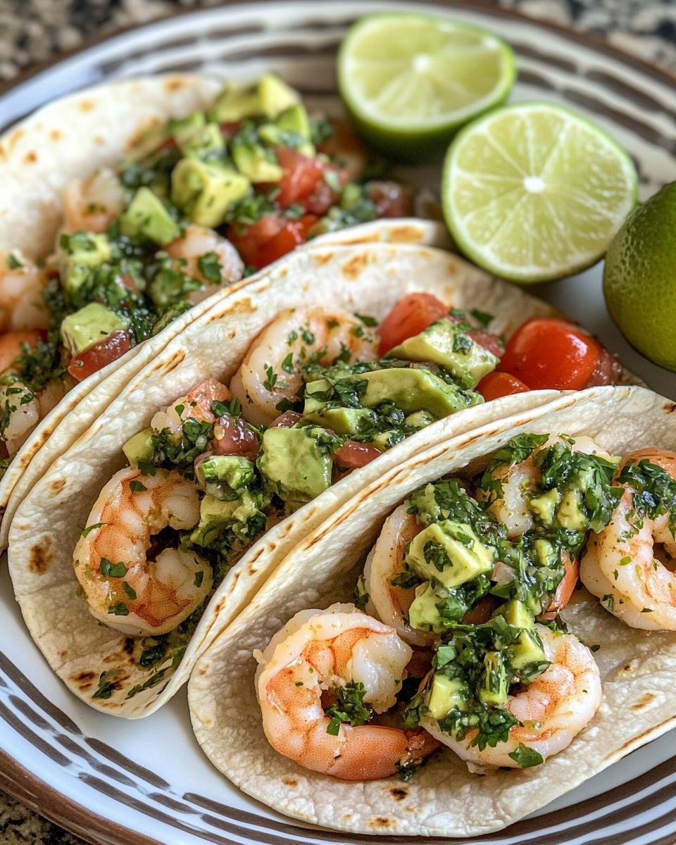 Chimichurri Shrimp Tacos with Avocado Salsa