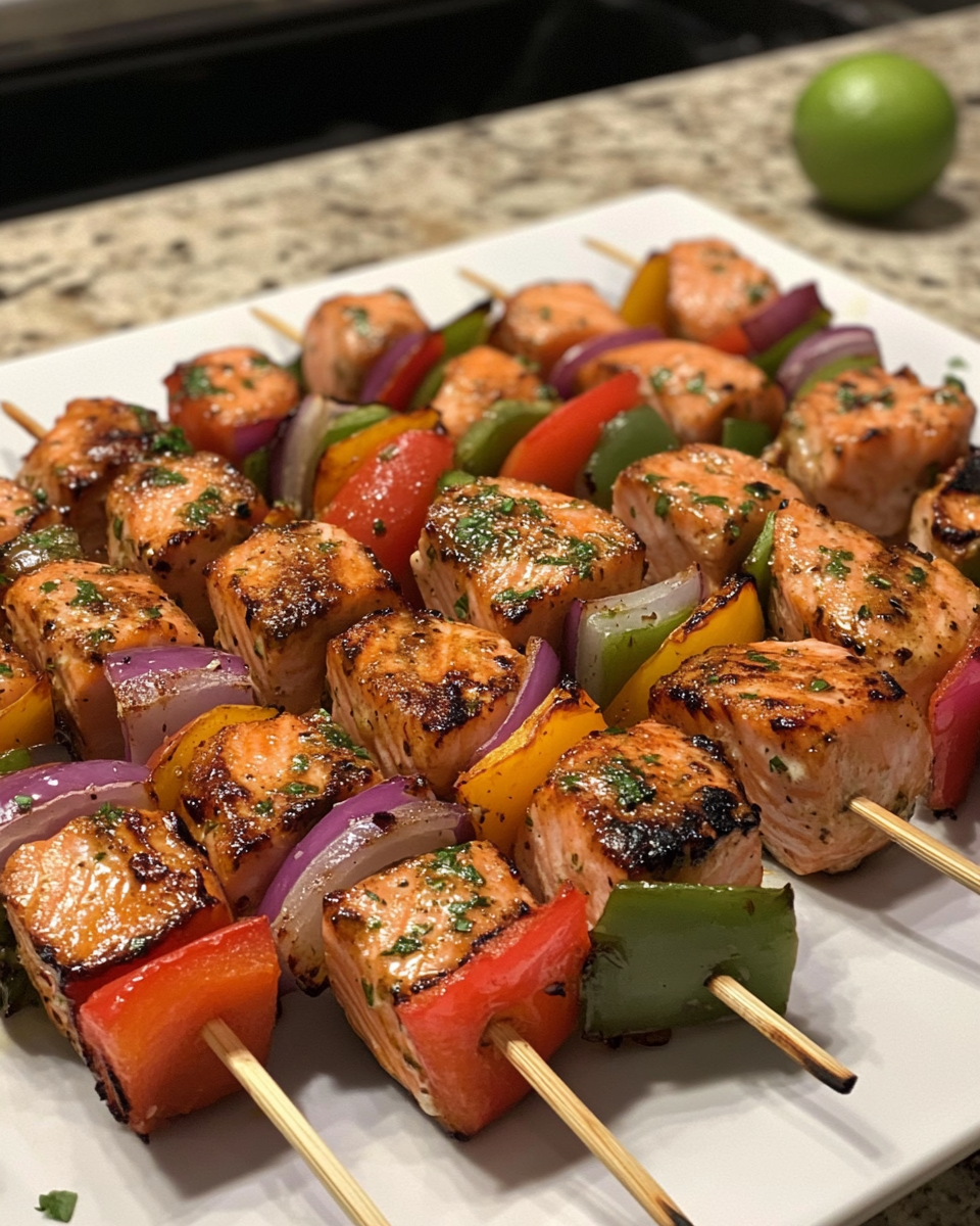 Coconut-Lime Salmon Skewers