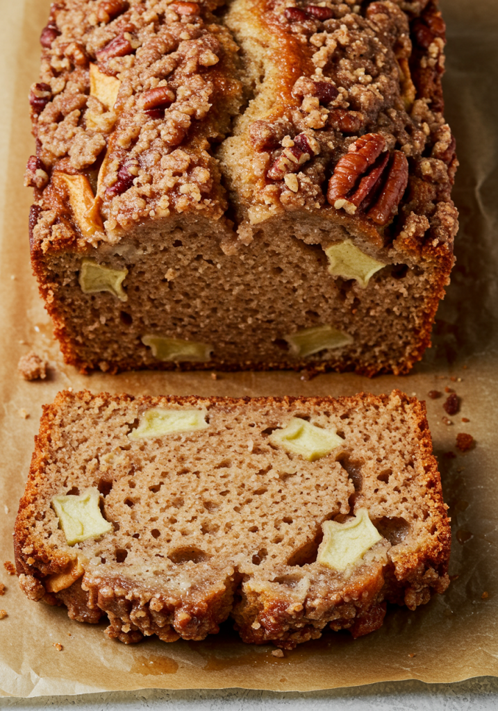 Apple Bread with Cinnamon Pecan Crunch