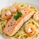 Salmon and Shrimp Alfredo