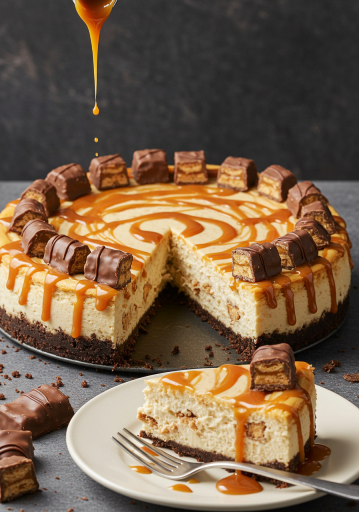 Butterfinger Cheesecake with Caramel