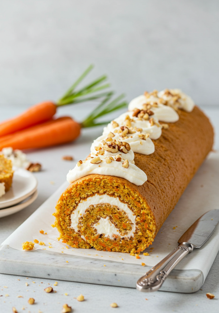 Carrot Cake Roll with Cream Cheese Frosting