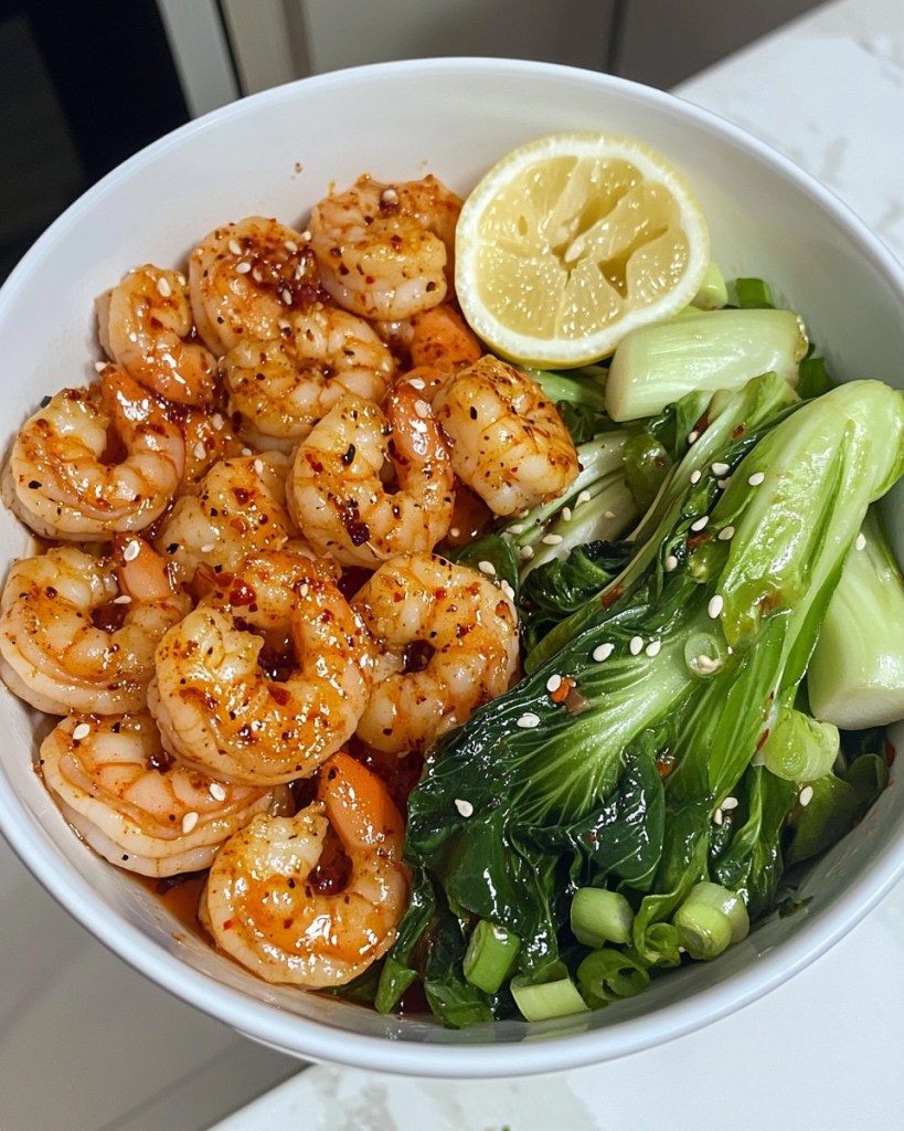 Spicy Garlic Butter Shrimp & Baby Bok Choy