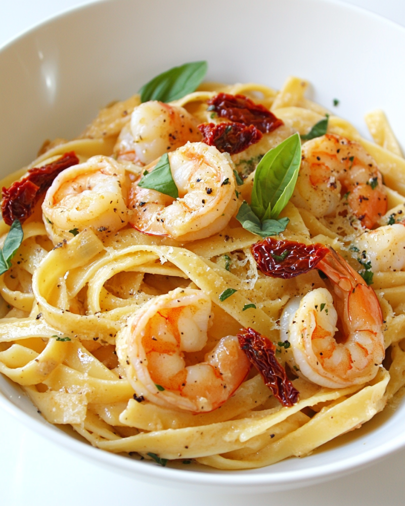 Tuscan Shrimp Pasta with Sundried Tomatoes