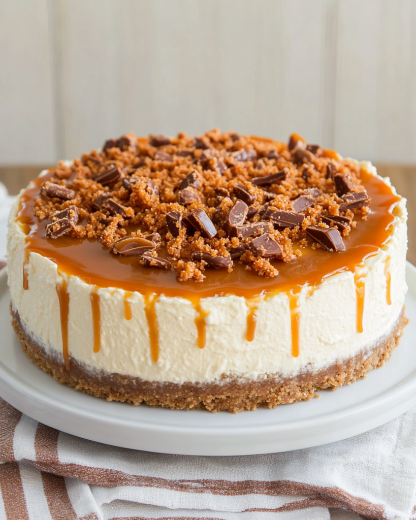 Butterfinger Cheesecake with Caramel