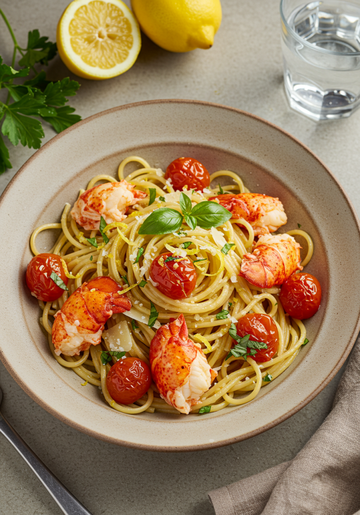Buttered Lobster Pasta with Cherry Tomatoes