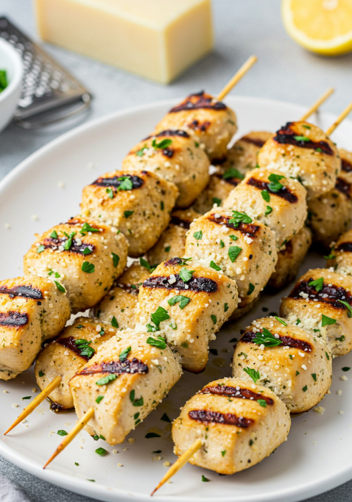 Garlic Parmesan Chicken Skewers