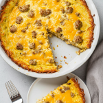 Hash Brown Crust Turkey Sausages and Cheddar Quiche
