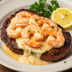 Steak in Creamy Cajun Shrimp Sauce