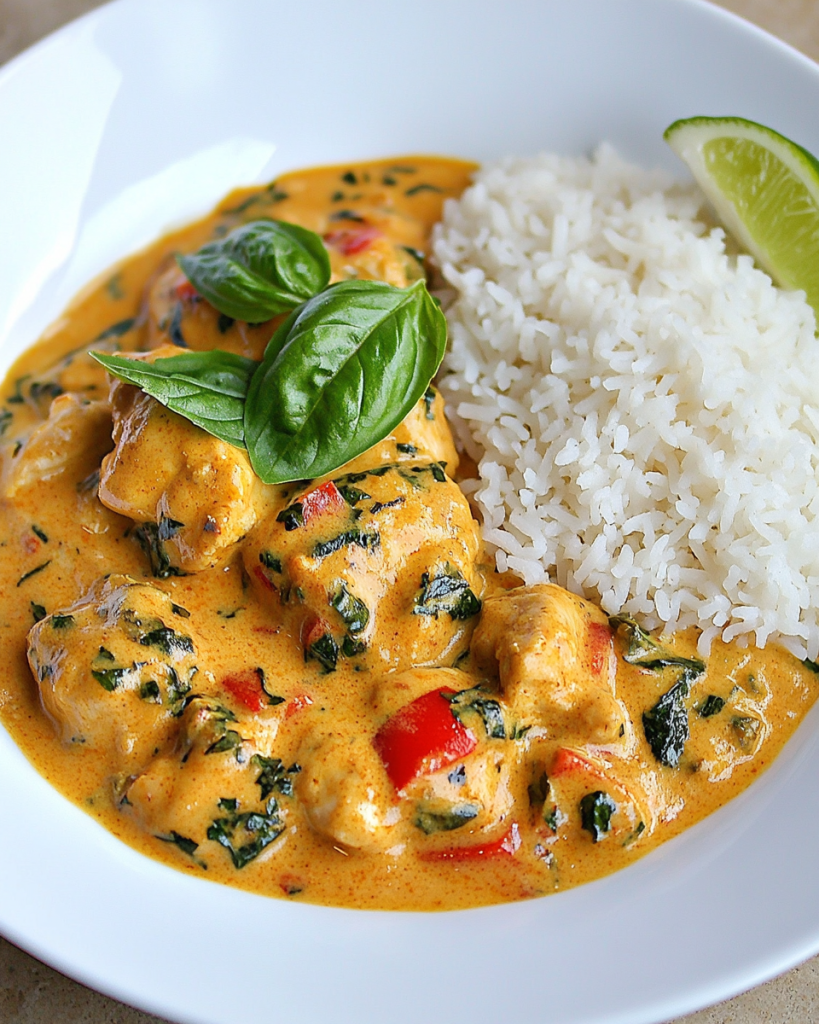 Basil Chicken with Coconut Curry Sauce