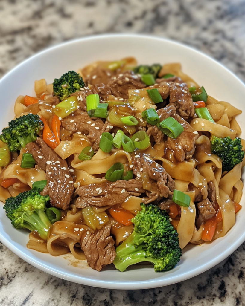 Beef Stir Fry with Noodles and Sticky Sauce