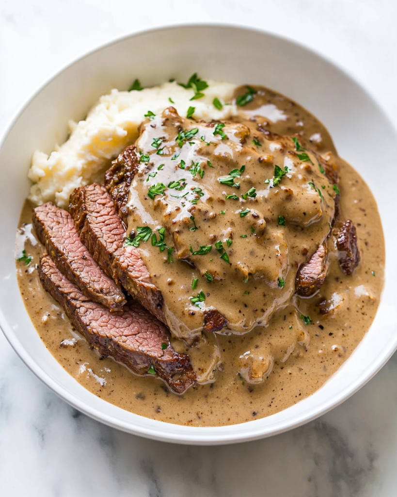 Slow Cooker Round Steak and Gravy