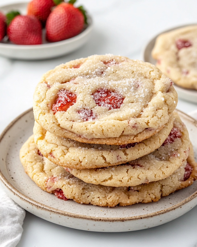 Strawberry Sugar Cookies with Sparkling Strawberry Sugar