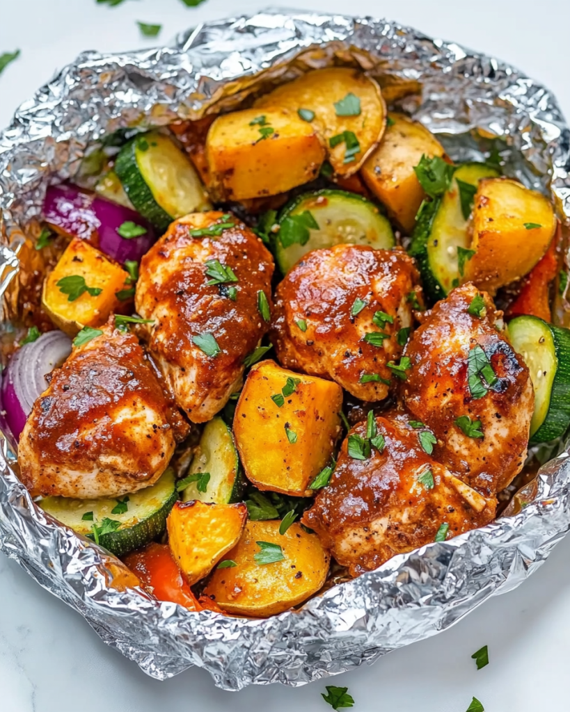 BBQ Chicken and Sweet Potato Foil Packets