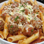 Cheesy Meatball Pasta Bake