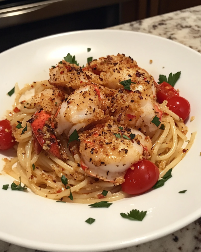Lobster Spaghetti with Chili Breadcrumbs