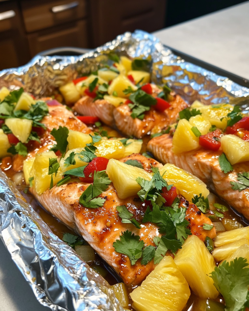 Sweet Chili Salmon and Pineapple Foil Packets