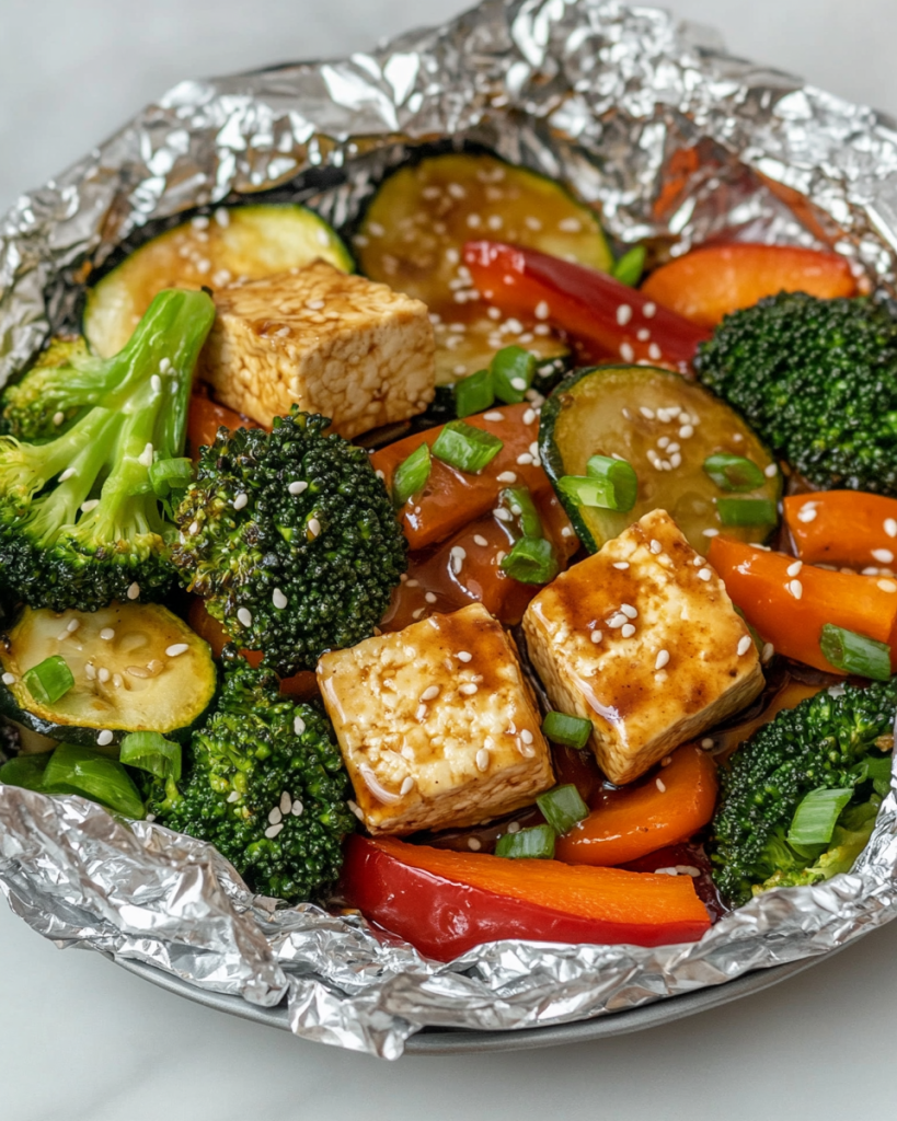 Teriyaki Tofu and Vegetable Foil Packets
