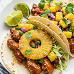 Teriyaki Chicken Tacos with Grilled Pineapple Pear Salsa