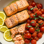 Salmon with Tomato Lemon Sauce