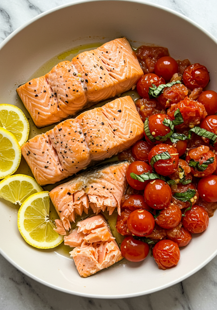 Salmon with Tomato Lemon Sauce