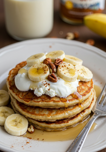 Fluffy Banana Cottage Cheese Pancakes